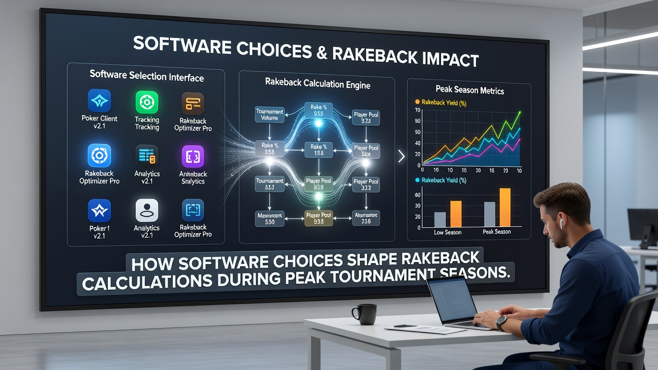 Analytics dashboard showing rakeback adjustments across multiple poker software platforms