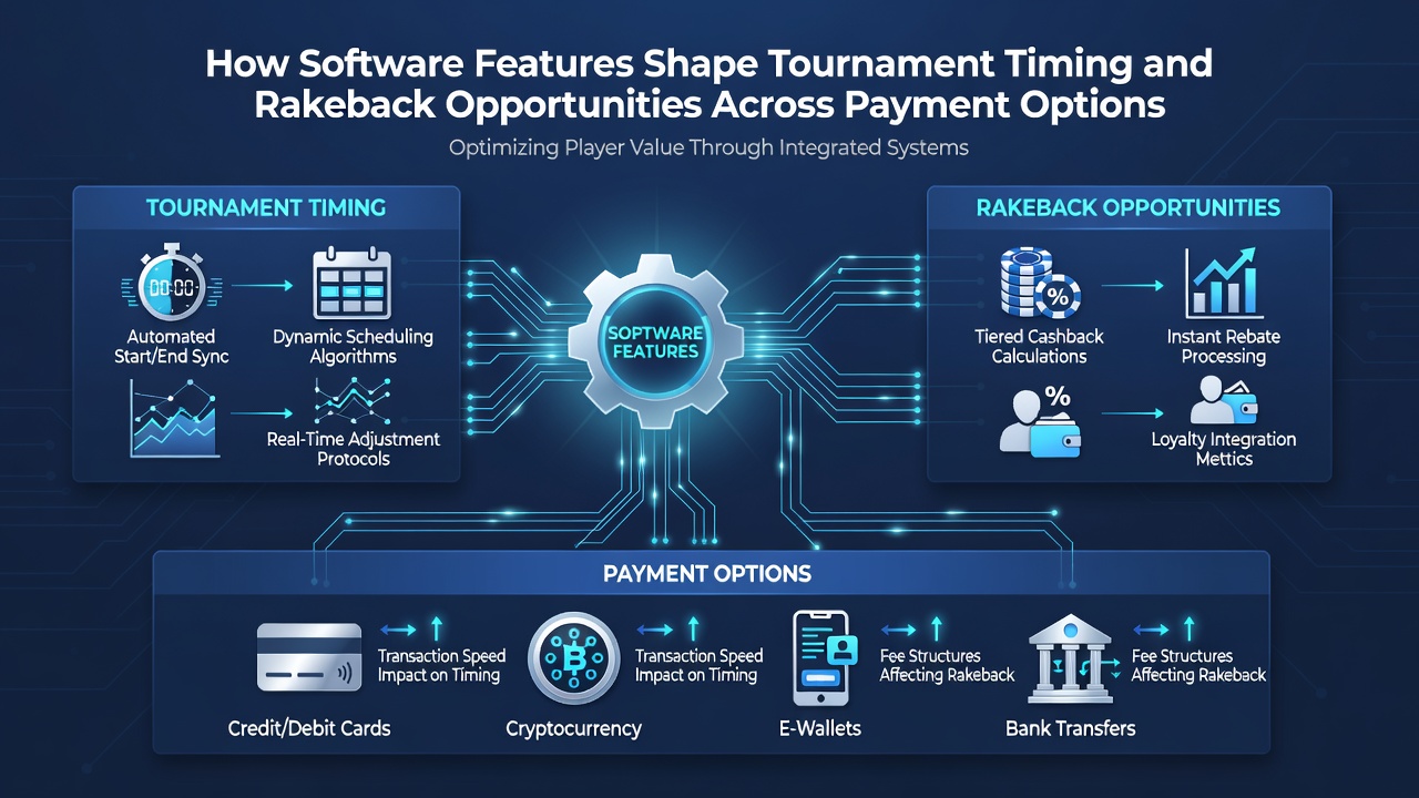 Detailed view of rakeback dashboard showing payment method breakdowns and tournament schedule adjustments