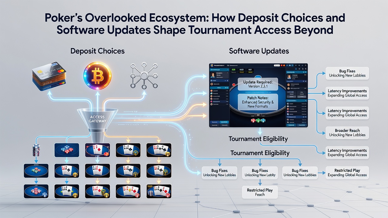 Software update notification screen displayed on a poker client's tournament lobby interface