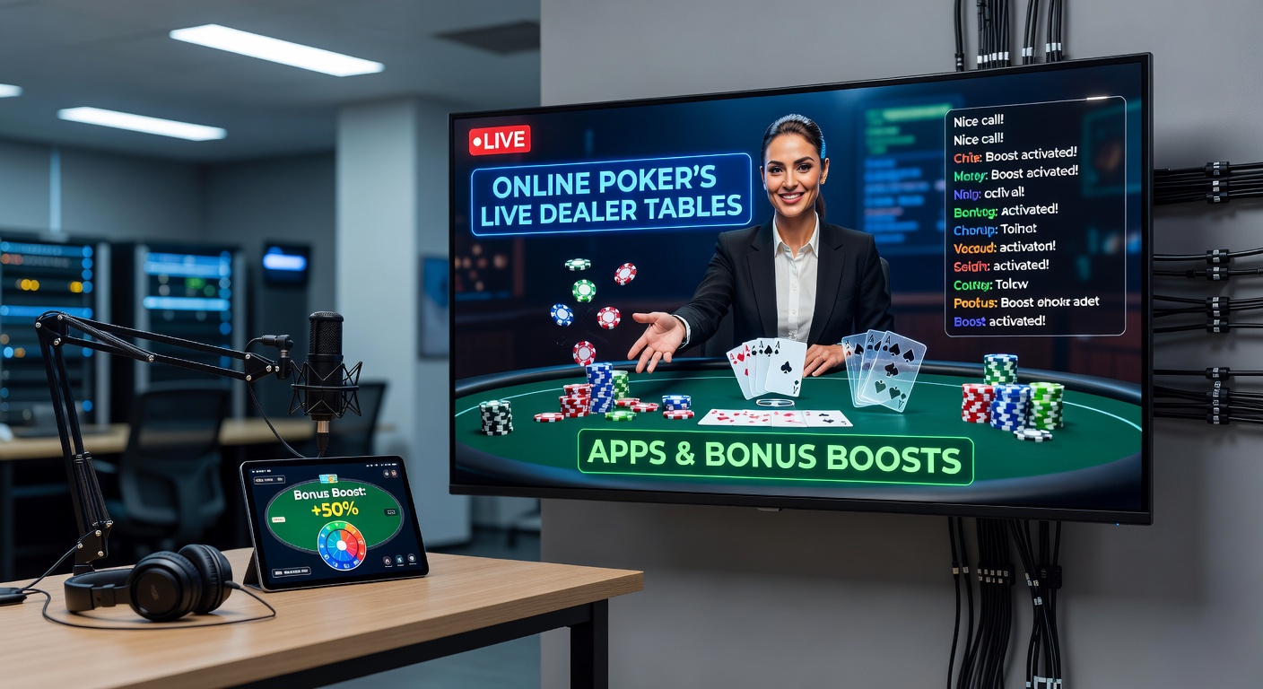 A live dealer at an online poker table dealing cards in real-time via high-definition stream, with players interacting through chat