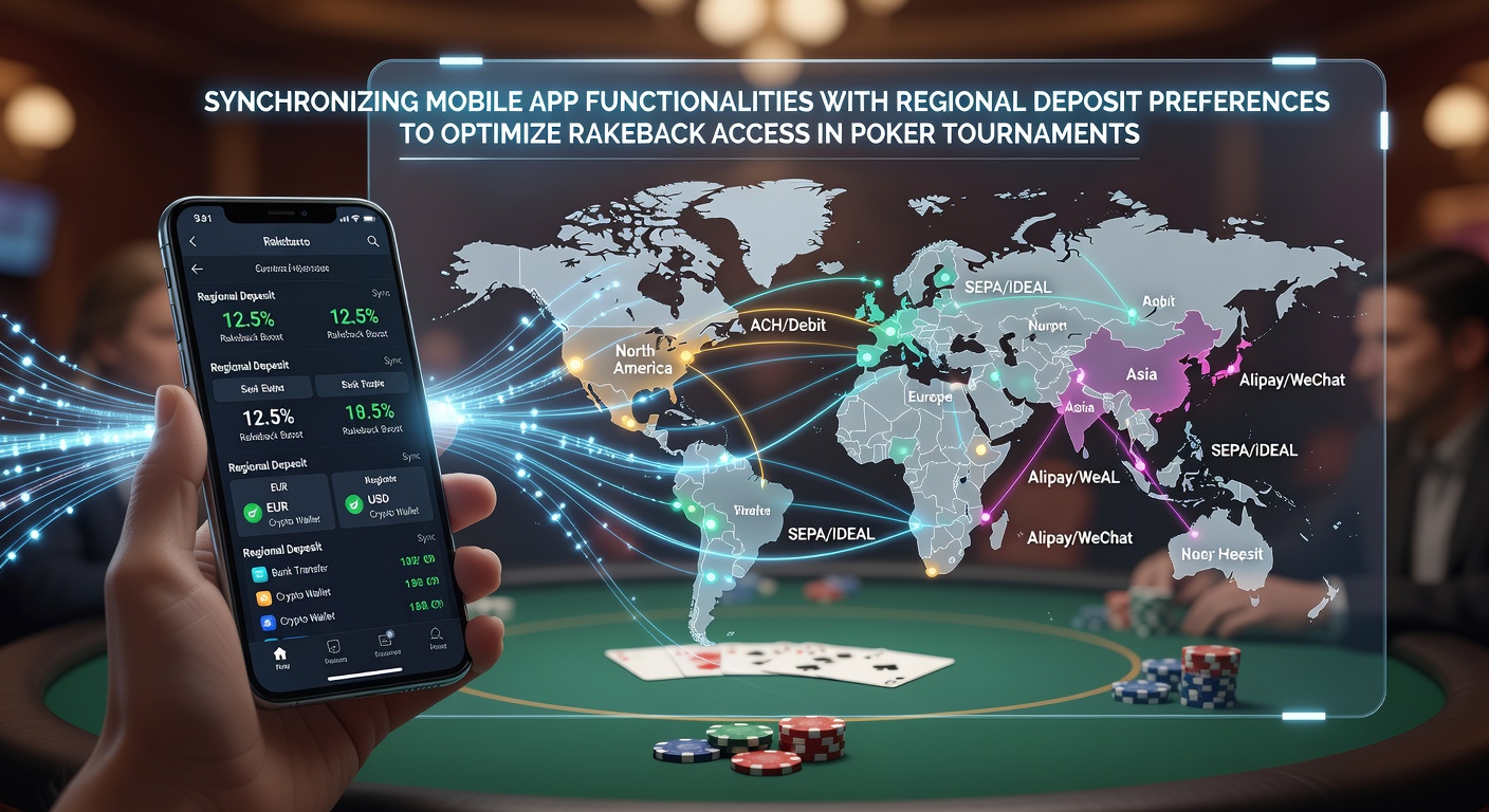 Mobile poker app interface showing deposit options synchronized with regional banking preferences for tournament access