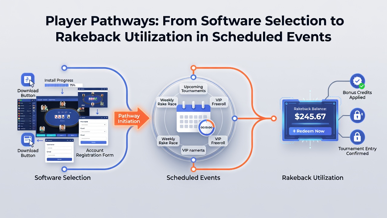 Detailed view of rakeback calculation screens within poker software during a tournament