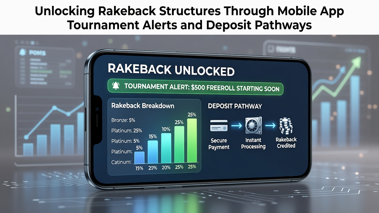Mobile poker app interface showing tournament alerts and deposit options on a smartphone screen